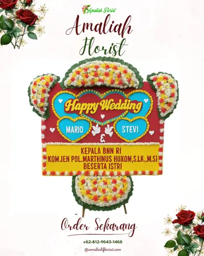 Karangan Papan Bunga Pernikahan di Fobaharu